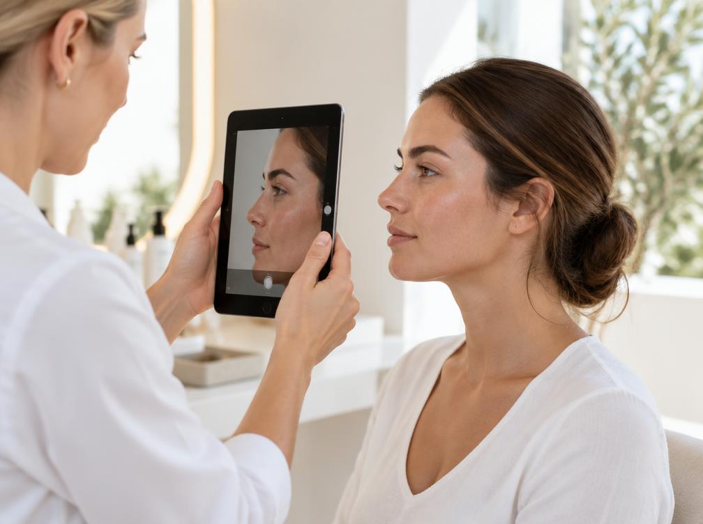 Illustration of a guided skin photography consultation